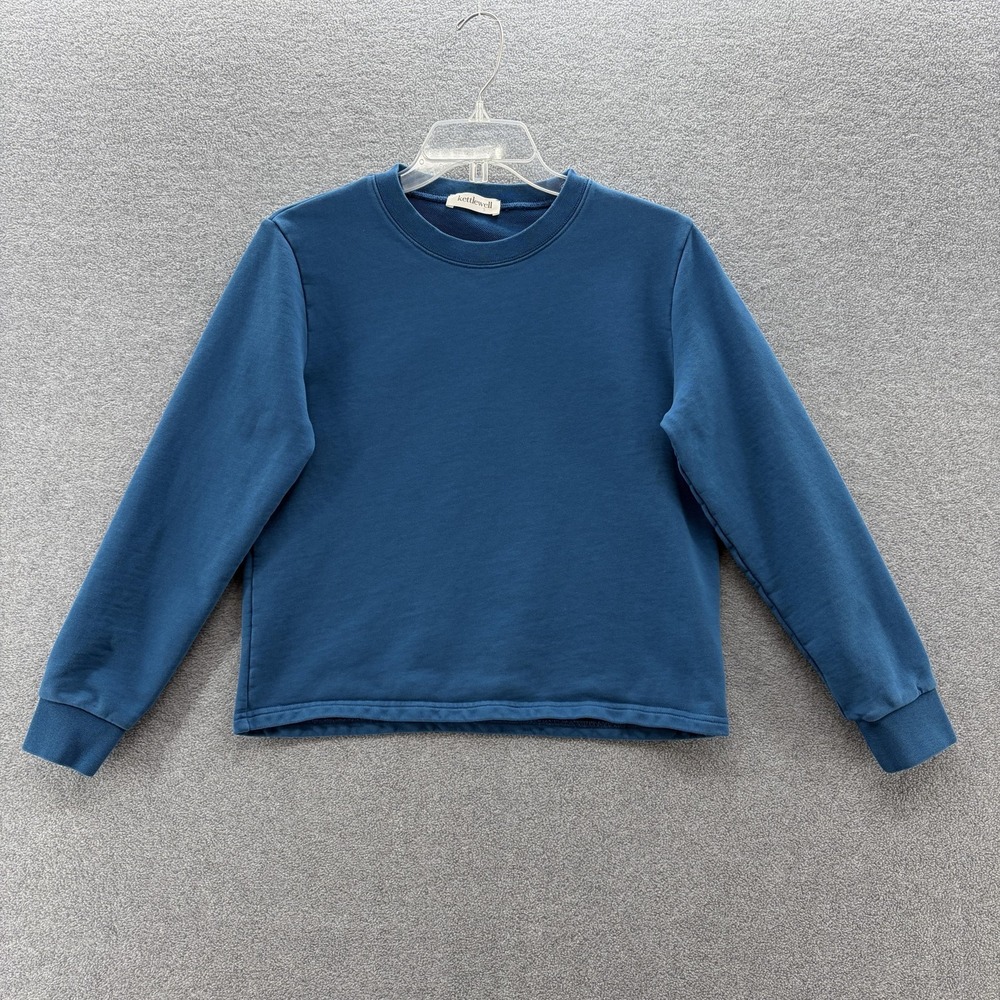 Kettlewell Sweatshirt Women Small Blue Cotton Crewneck Long Sleeve Crop Pullover